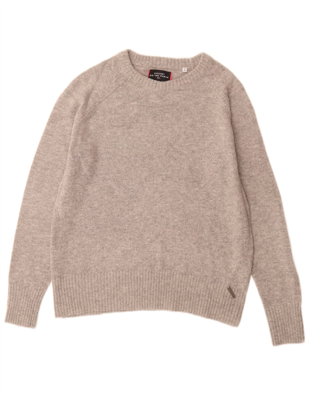 Suéter feminino Superdry com gola canoa UK 14 nylon cinza médio