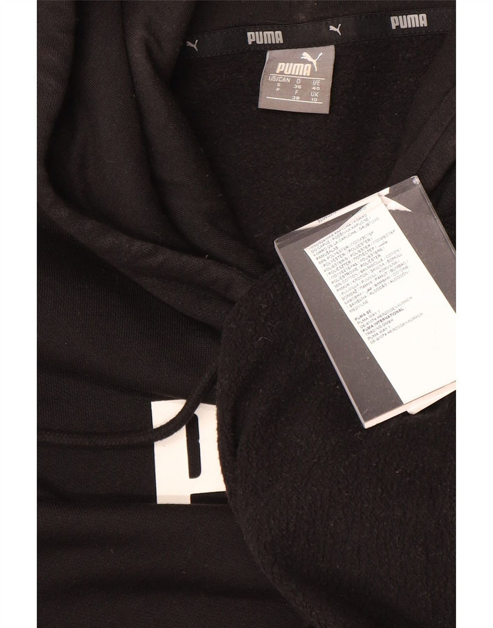 PUMA feminino gráfico moletom com capuz UK 10 pequeno poliéster preto