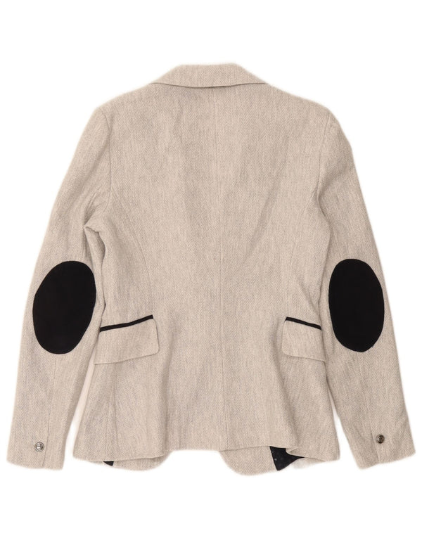 Jaqueta blazer feminina Zara com 1 botão Reino Unido 6 XS espinha de peixe cinza