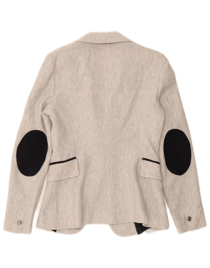 Jaqueta blazer feminina Zara com 1 botão Reino Unido 6 XS espinha de peixe cinza