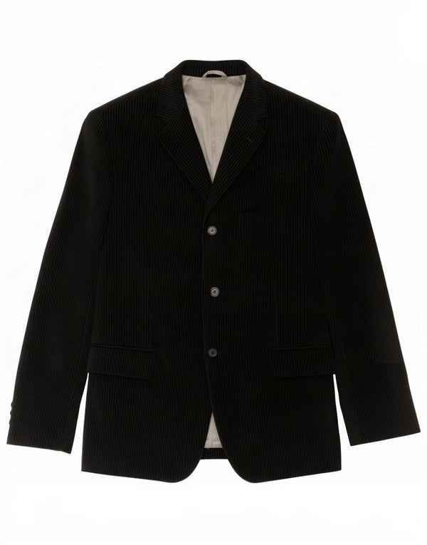 Jaqueta blazer masculina vintage de 3 botões IT 52 XL algodão listrado preto