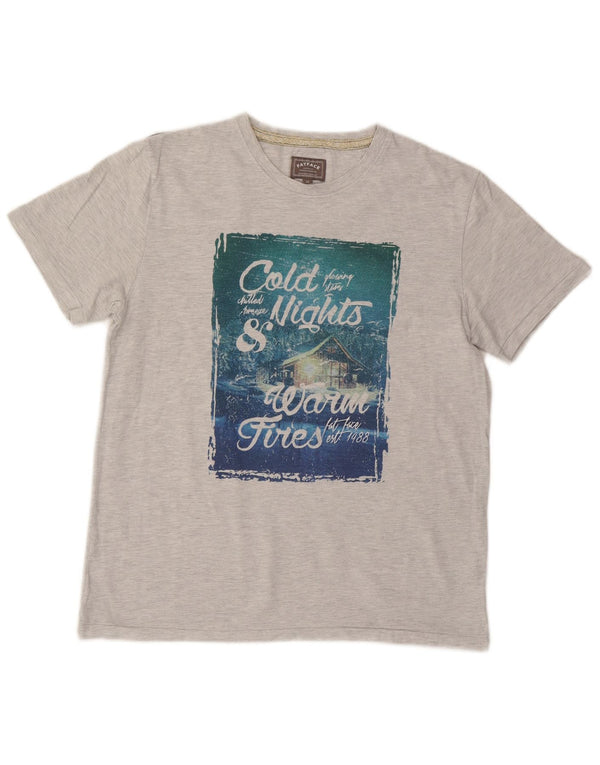 Camiseta gráfica masculina Fat Face Top algodão cinza médio