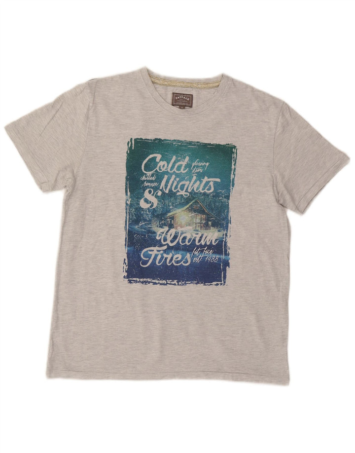 Camiseta gráfica masculina Fat Face Top algodão cinza médio