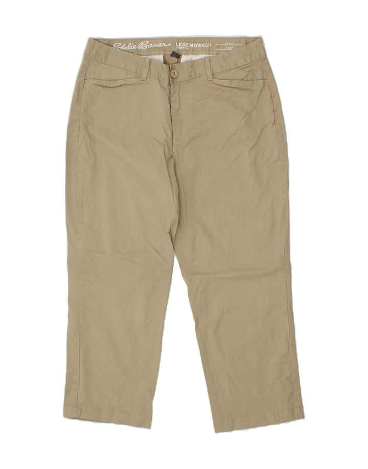 EDDIE BAUER Womens Curvy Cropped Trousers US 10 Large W32 L24 Beige Vintage Eddie Bauer and Second-Hand Eddie Bauer from Messina Hembry 