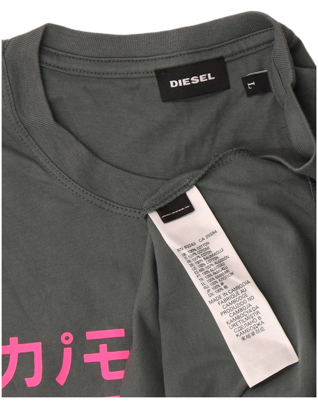 Diesel camiseta feminina gráfica top grande algodão verde