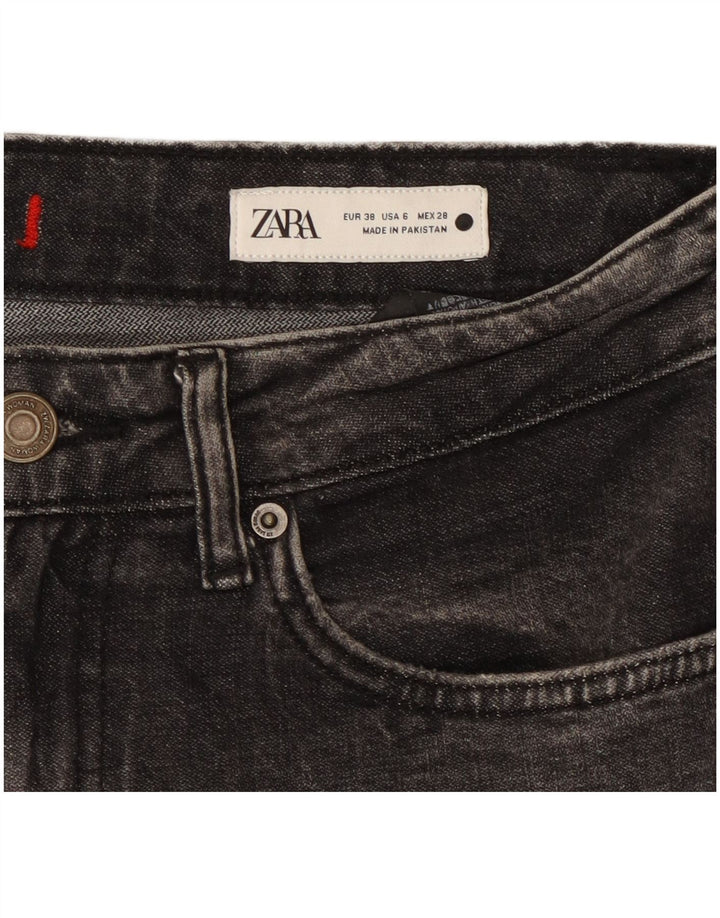 Jeans retos femininos ZARA EU 38 pequeno W28 L26 preto