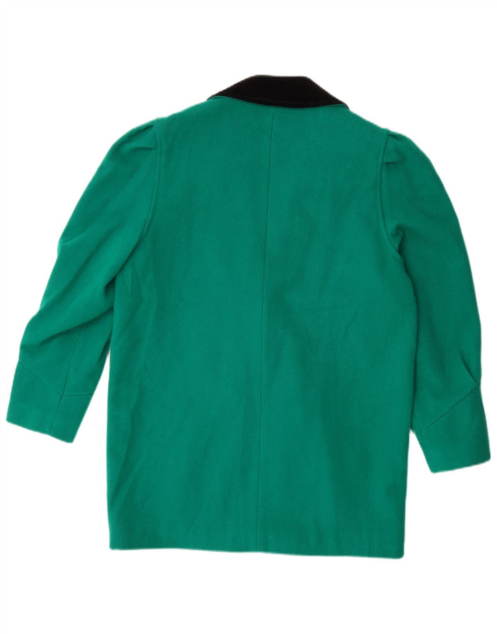 Jaqueta blazer feminina vintage com peito duplo UK 14 grande colorblock verde