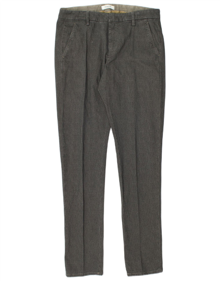 Calça Chino Masculina Slim Dondup W31 L32 Algodão Xadrez Cinza