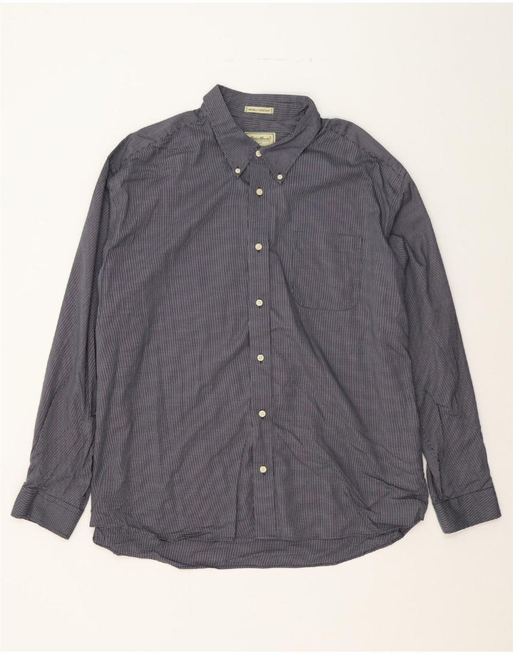 EDDIE BAUER Mens Shirt 2XL Navy Blue Check Cotton Vintage Eddie Bauer and Second-Hand Eddie Bauer from Messina Hembry 