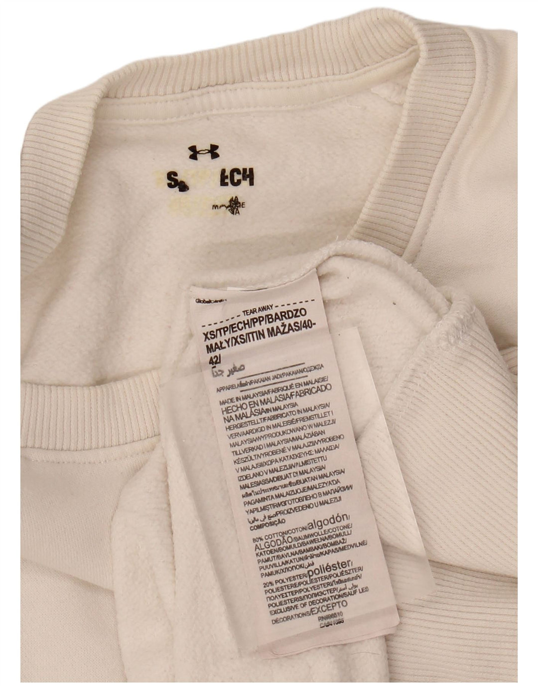 UNDER ARMOUR Suéter feminino oversized UK 6 XS algodão branco