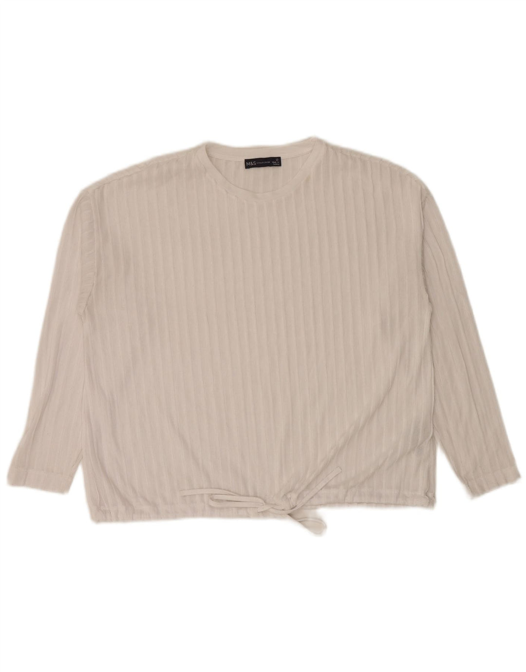 Marks & Spencer Top feminino oversized manga comprida Reino Unido 10 pequeno branco