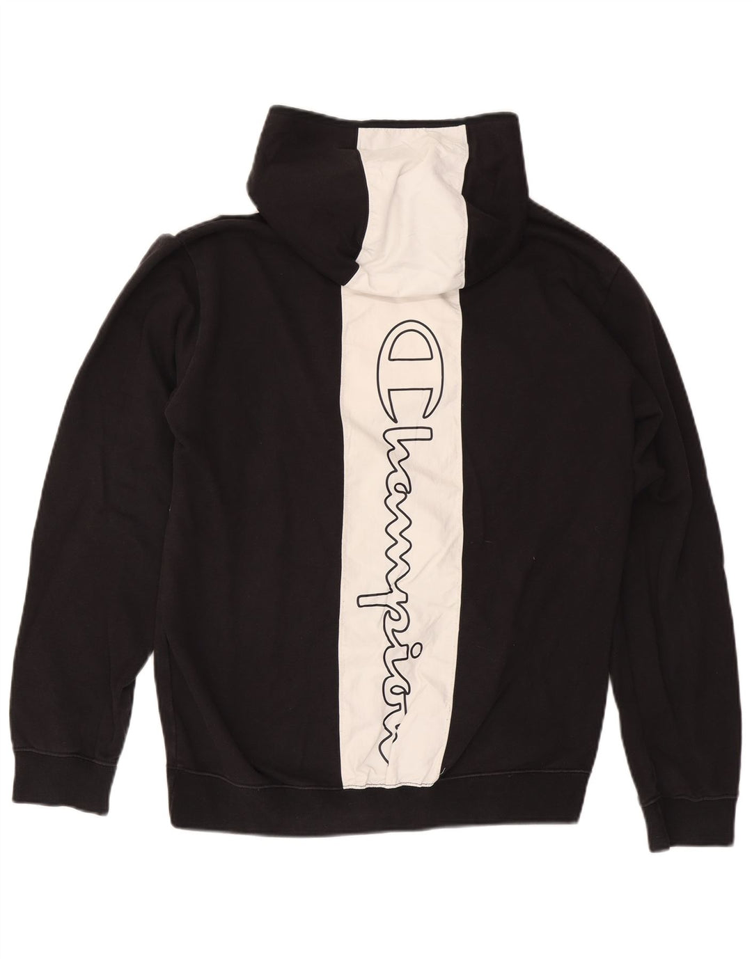 CHAMPION Masculino moletom com capuz gráfico XL preto colorblock