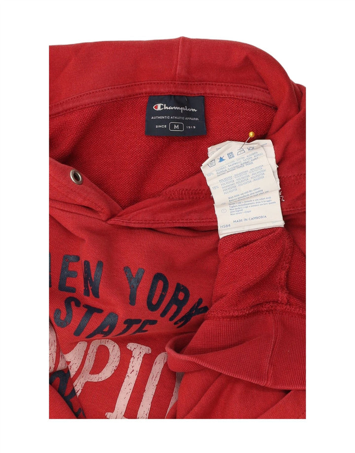 CHAMPION Suéter masculino com capuz gráfico médio algodão vermelho