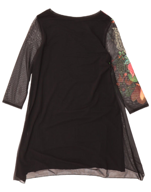 Vestido túnica feminino Desigual gráfico UK 6 XS preto floral