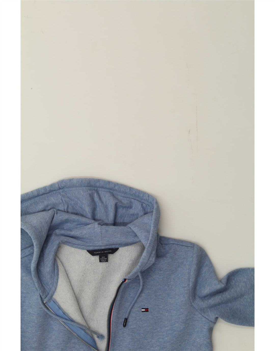 TOMMY HILFIGER Womens Zip Hoodie Sweater UK 2 2XS Blue Cotton Vintage Tommy Hilfiger and Second-Hand Tommy Hilfiger from Messina Hembry 