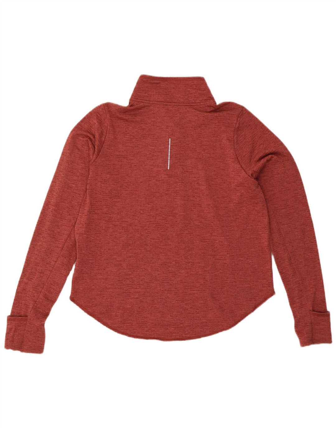 Nike Womens Dri Fit Zip Neck Pullover Treino Top UK 16 Grande Vermelho Salpicado