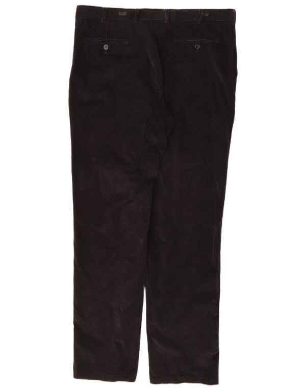 Calça masculina vintage de veludo reto IT 48 médio W36 L34 algodão preto