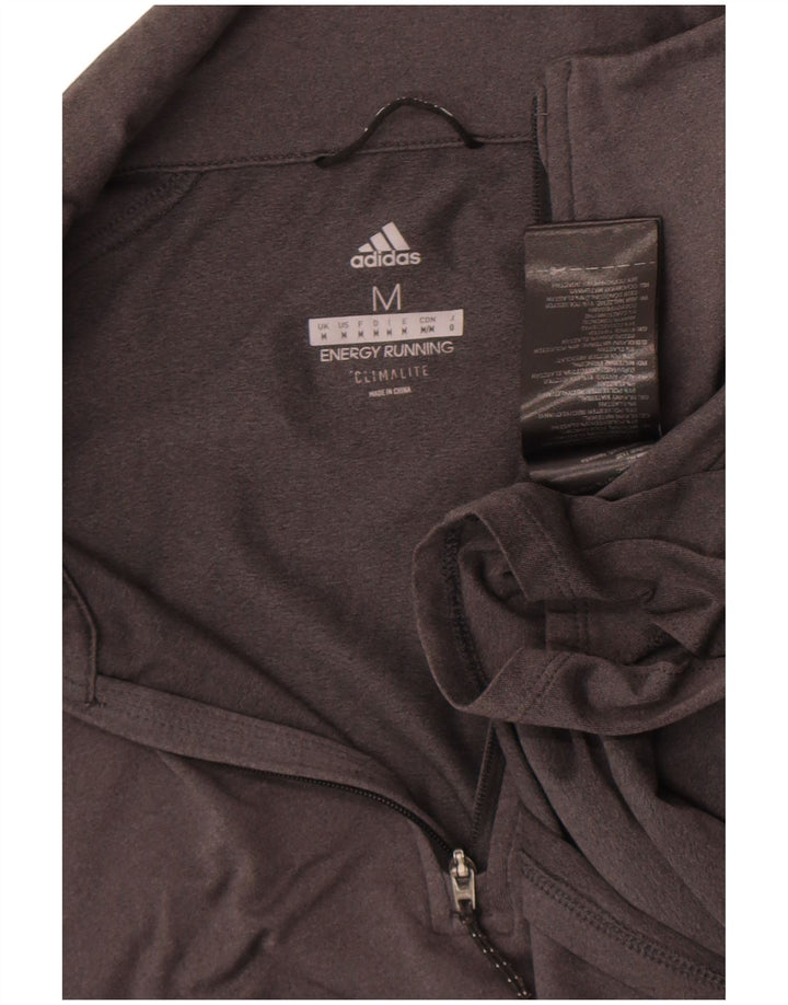 Adidas Mens Climalite Zip Neck Pullover Treino Top Cinza Médio Poliéster
