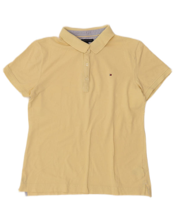 Camisa polo feminina TOMMY HILFIGER Reino Unido 14 grande algodão amarelo