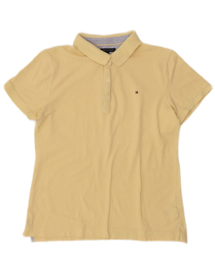 Camisa polo feminina TOMMY HILFIGER Reino Unido 14 grande algodão amarelo