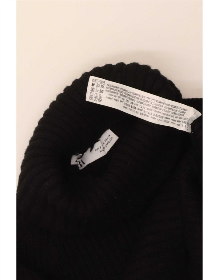 Zara Suéter feminino cropped oversized com gola redonda Reino Unido 10 pequeno preto