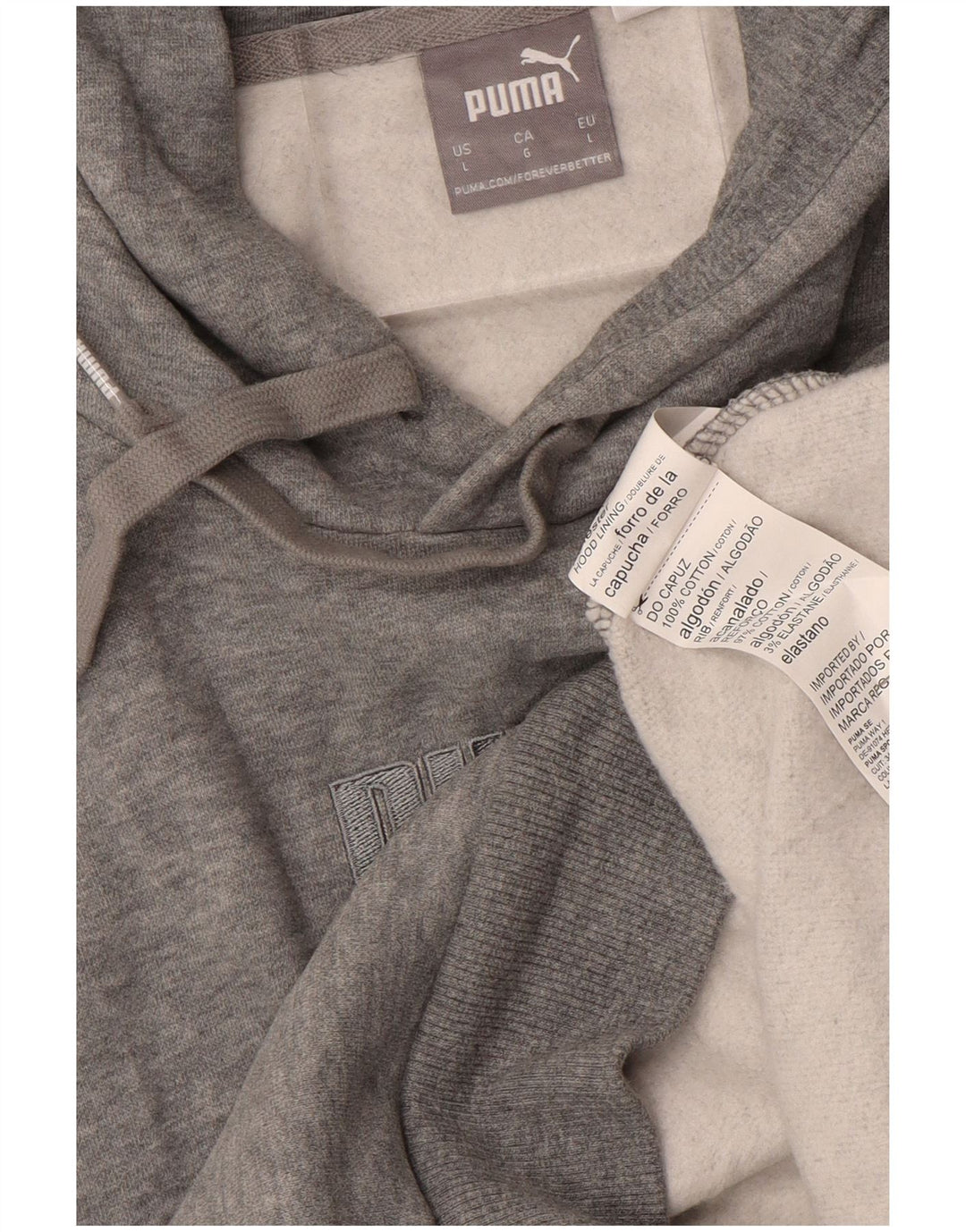 PUMA Mens Graphic Hoodie Jumper Grande Algodão Cinza