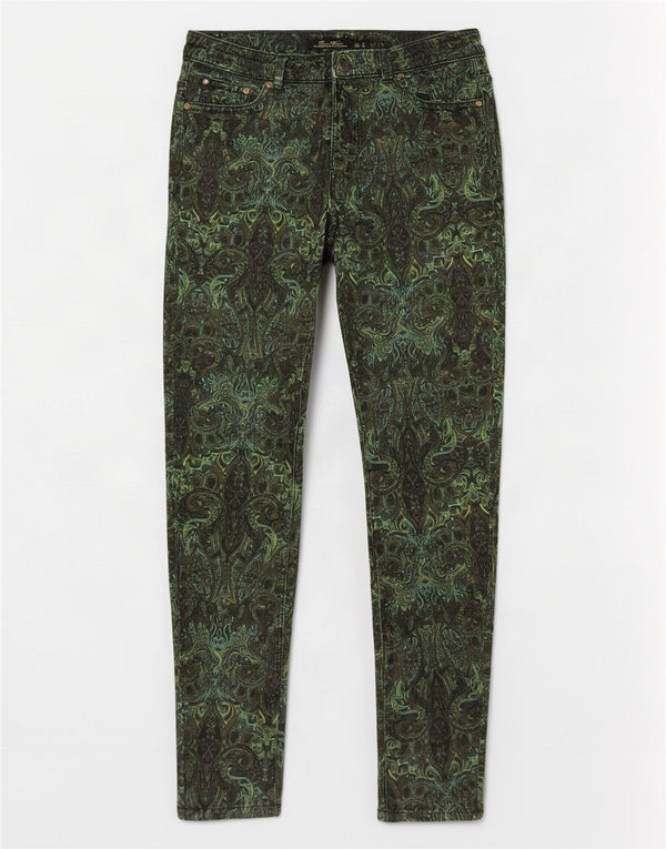 Zara Calça skinny casual feminina UE 36 XS W26 L28 Verde Paisley