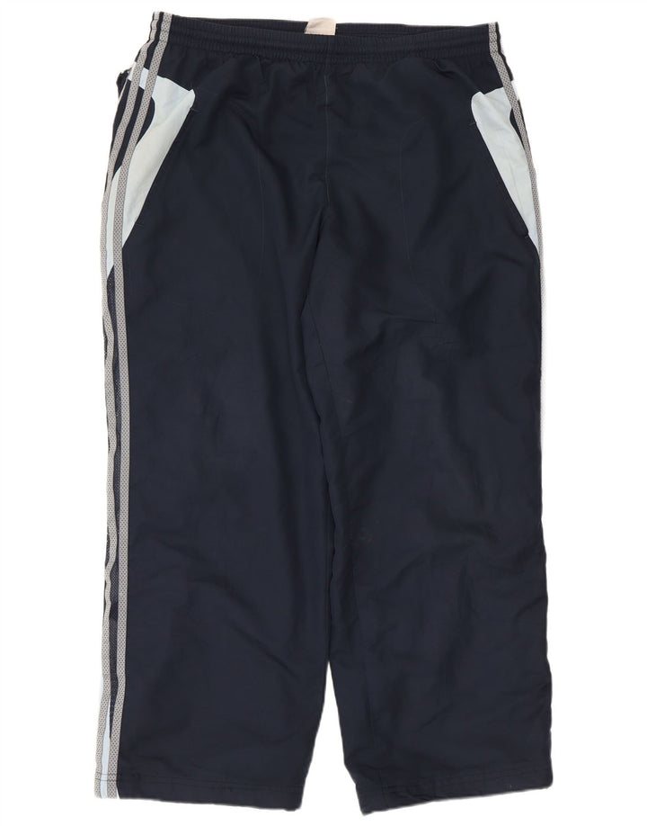 Calça de treino masculina Adidas grande azul marinho colorblock poliéster