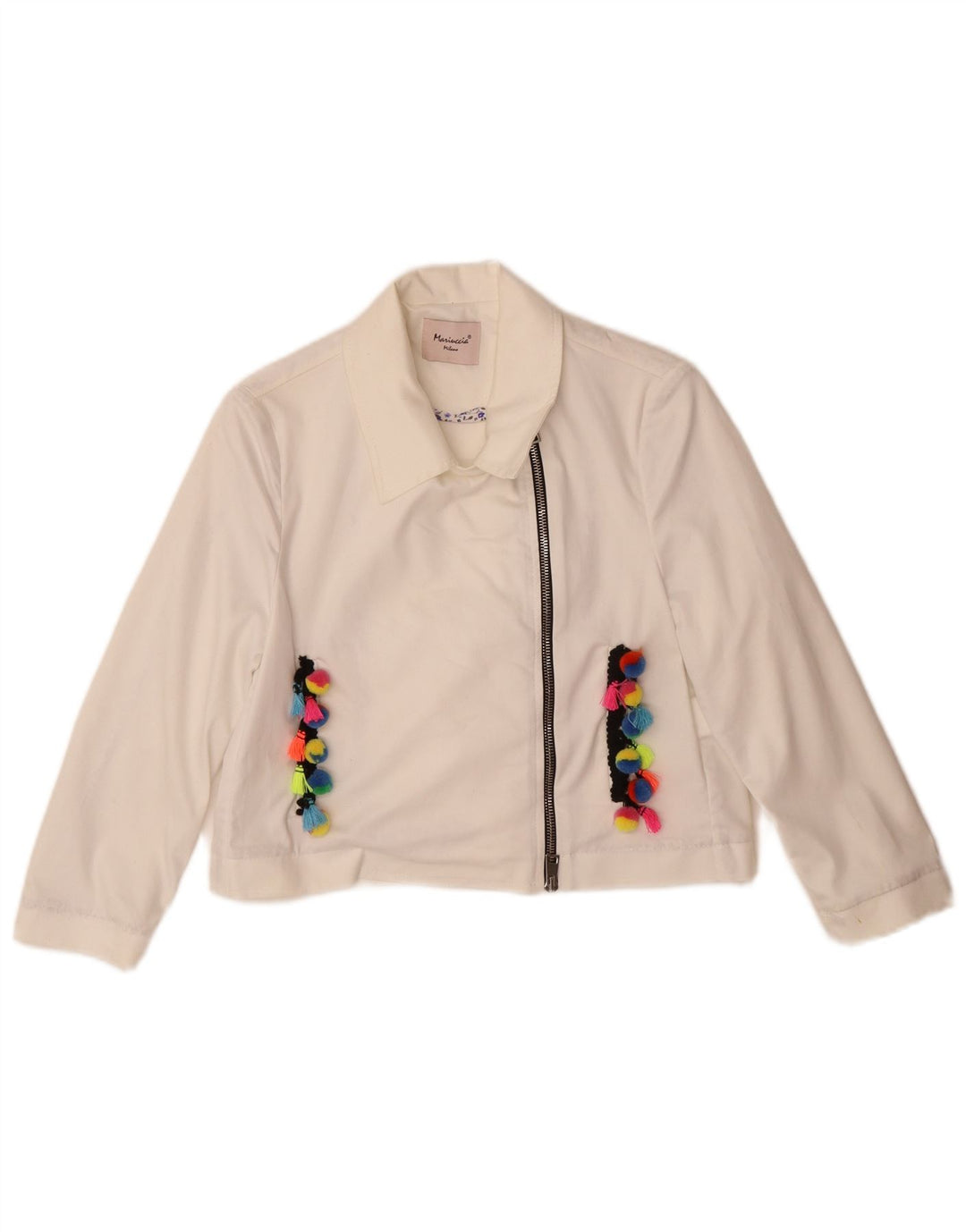 Jaqueta bomber vintage feminina 11-12 anos algodão branco