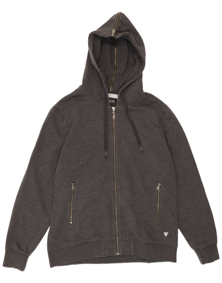 Guess Suéter masculino com capuz e zíper 2XL poliéster cinza