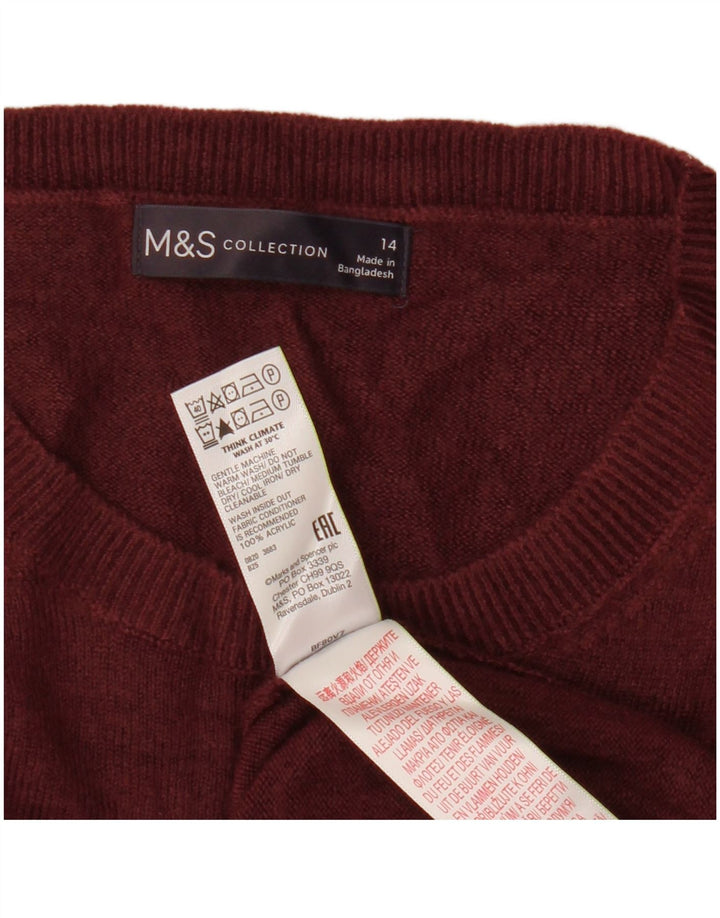 MARKS & SPENCER Suéter feminino com gola redonda, Reino Unido 14, grande, marrom, acrílico