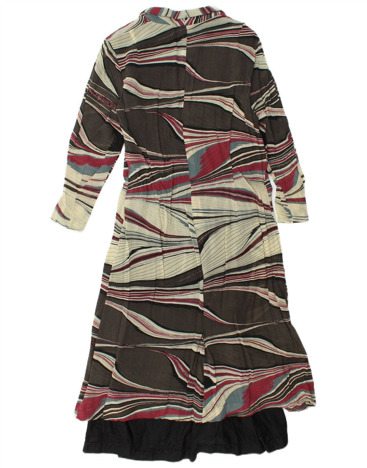 Vestido camisa feminino vintage com padrão abstrato Reino Unido 12 médio multicolorido