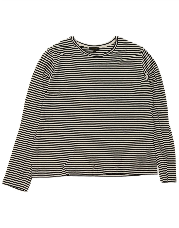 Top feminino Massimo Dutti de manga comprida UK 16 listrado branco grande