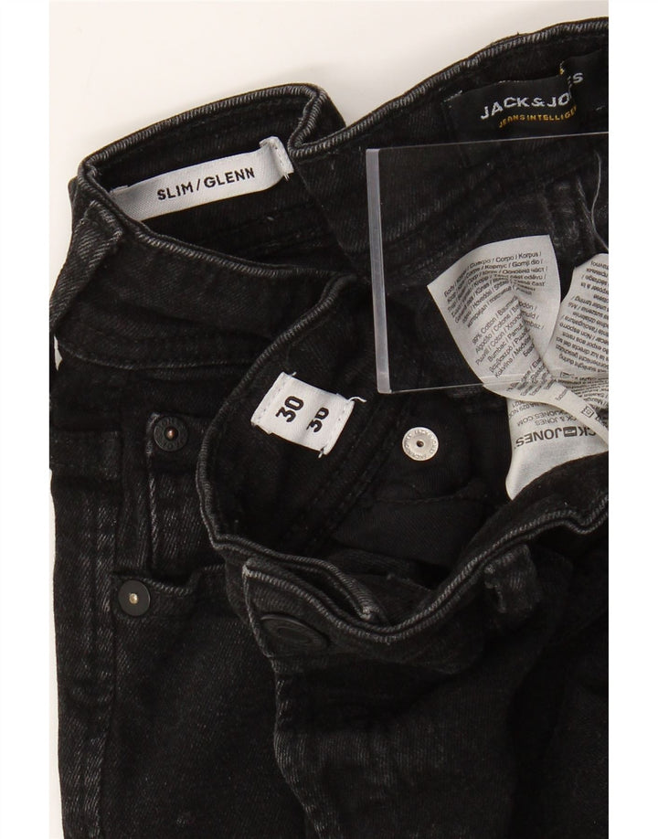 Jack & Jones Masculino GLENN Slim Jeans W30 L30 Algodão Preto