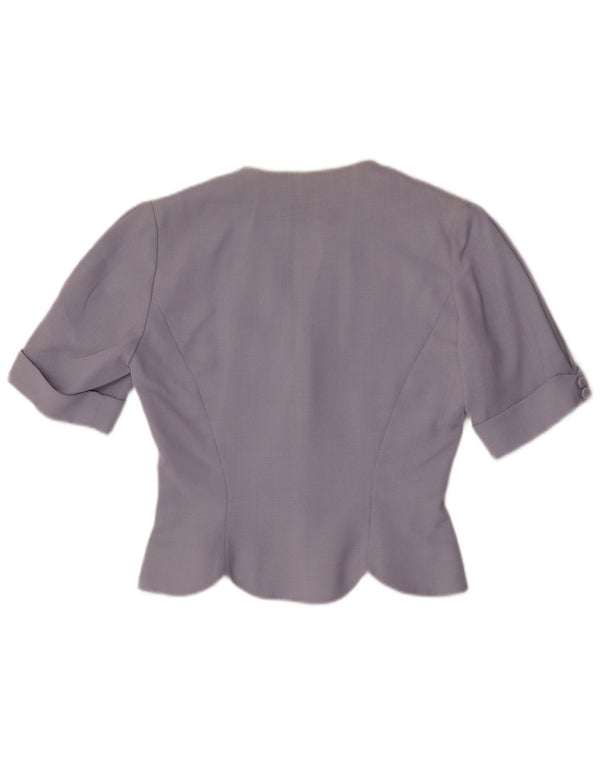 Laura Ashley Womens 3 Button Short Sleeve Blazer Jacket UK 10 Small Purple