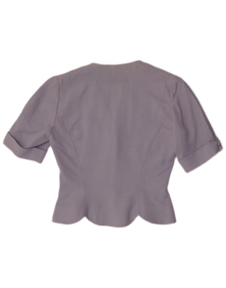 Laura Ashley jaqueta blazer feminina de manga curta com 3 botões Reino Unido 10 pequena roxa