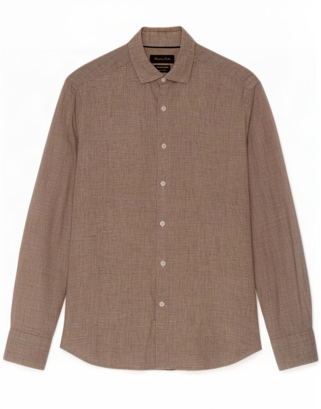 Camisa masculina Massimo Dutti linho bege médio Houndstooth