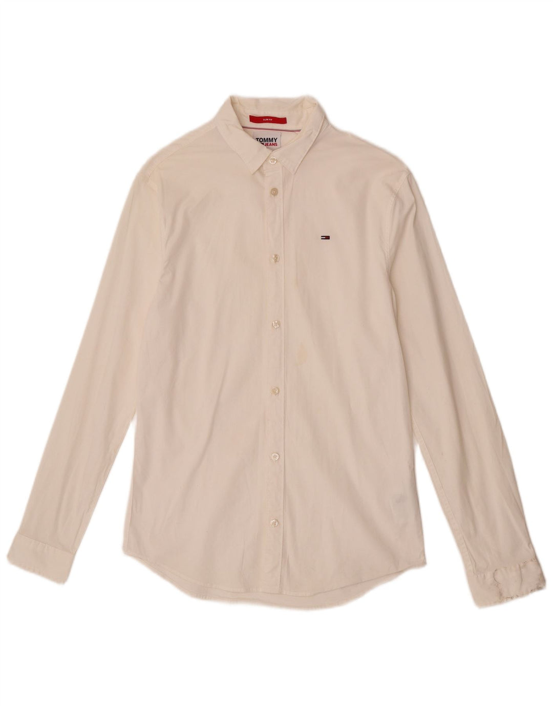 Tommy Hilfiger Mens Slim Fit Camisa Média Off White Algodão