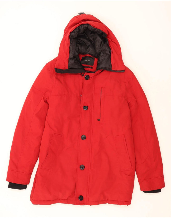 Jaqueta corta-vento masculina ZARA com capuz Reino Unido 40 grande vermelho