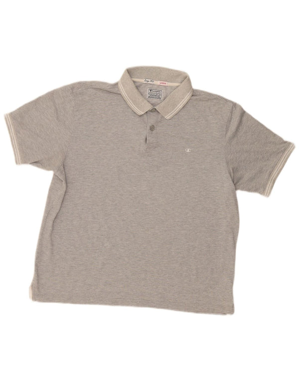 CAMPEÃO Camisa polo masculina Easy Fit grande algodão manchado cinza