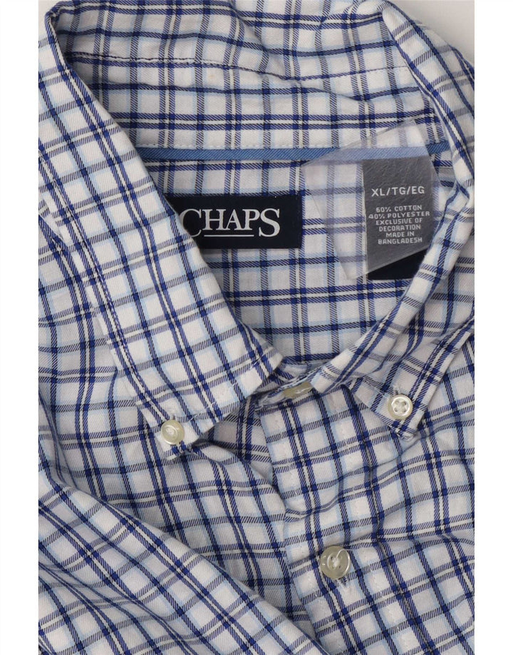 Camisa masculina de flanela Chaps XL azul xadrez algodão