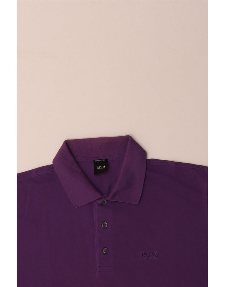 Camisa polo masculina HUGO BOSS algodão roxo médio