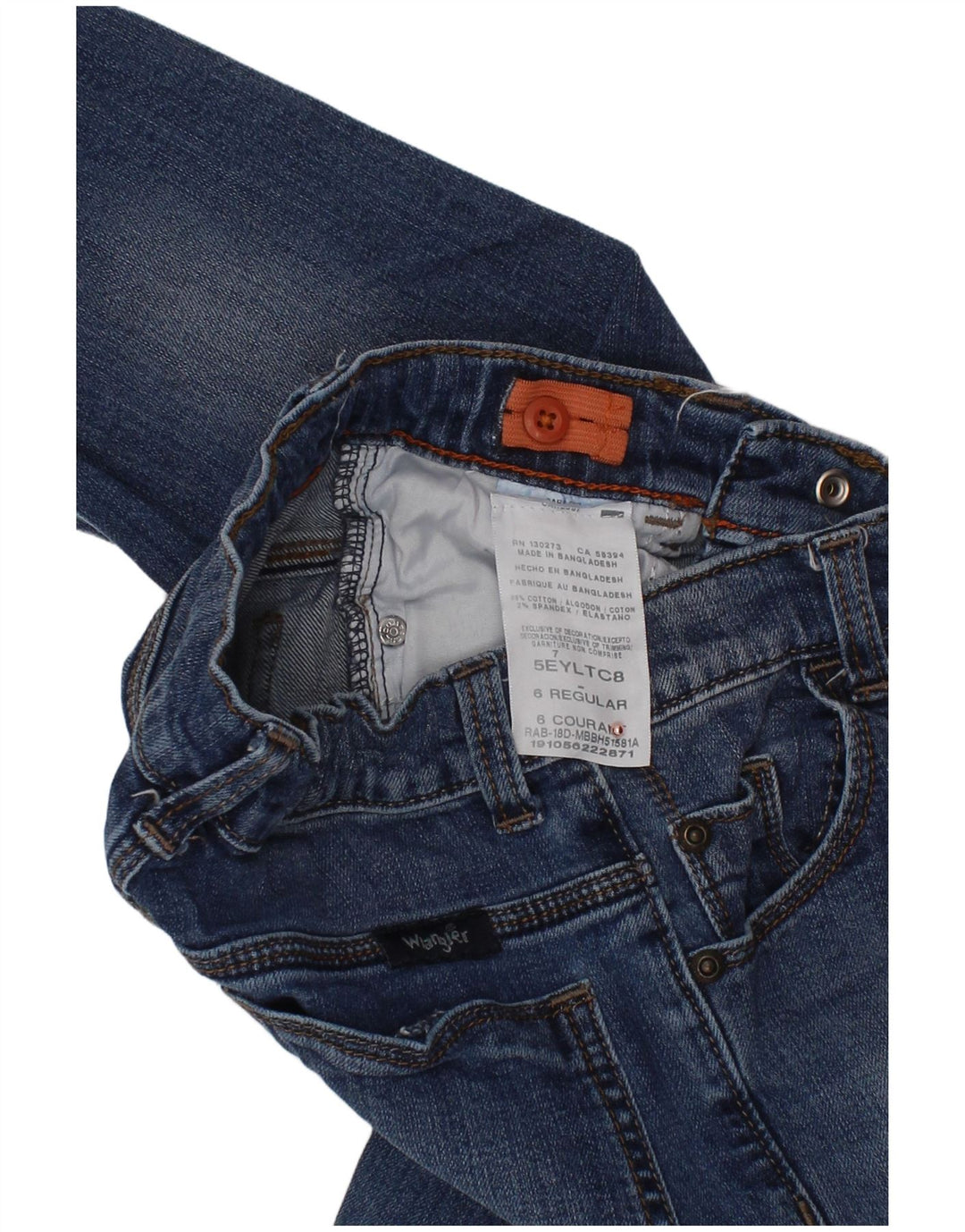 WRANGLER Meninos Jeans Retos 5-6 Anos W24 L20 Azul Algodão