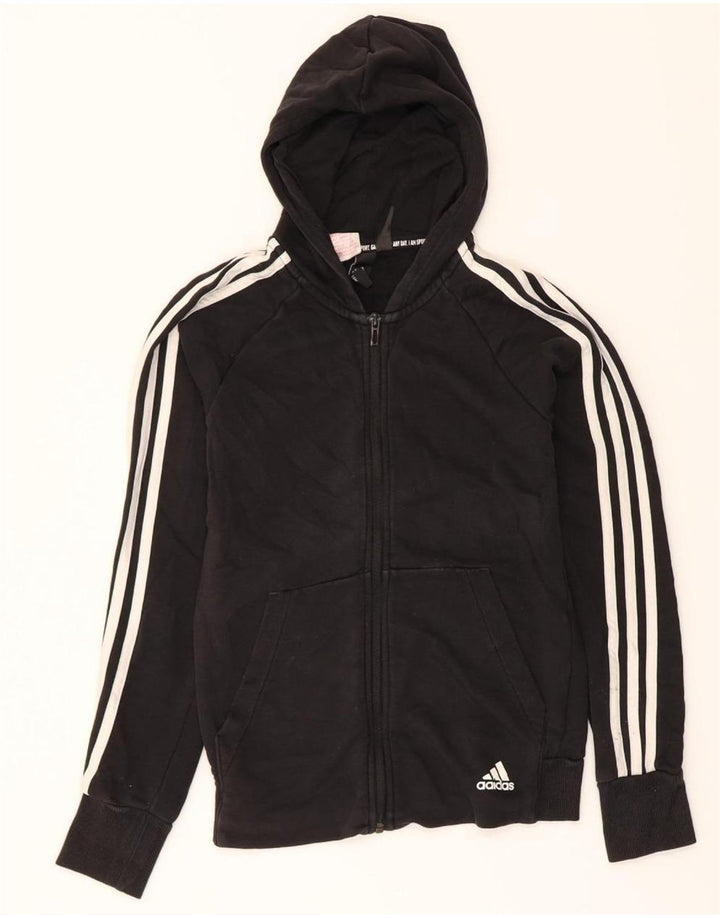 ADIDAS Boys Zip Hoodie Sweater 13-14 Years Black Cotton Vintage Adidas and Second-Hand Adidas from Messina Hembry 