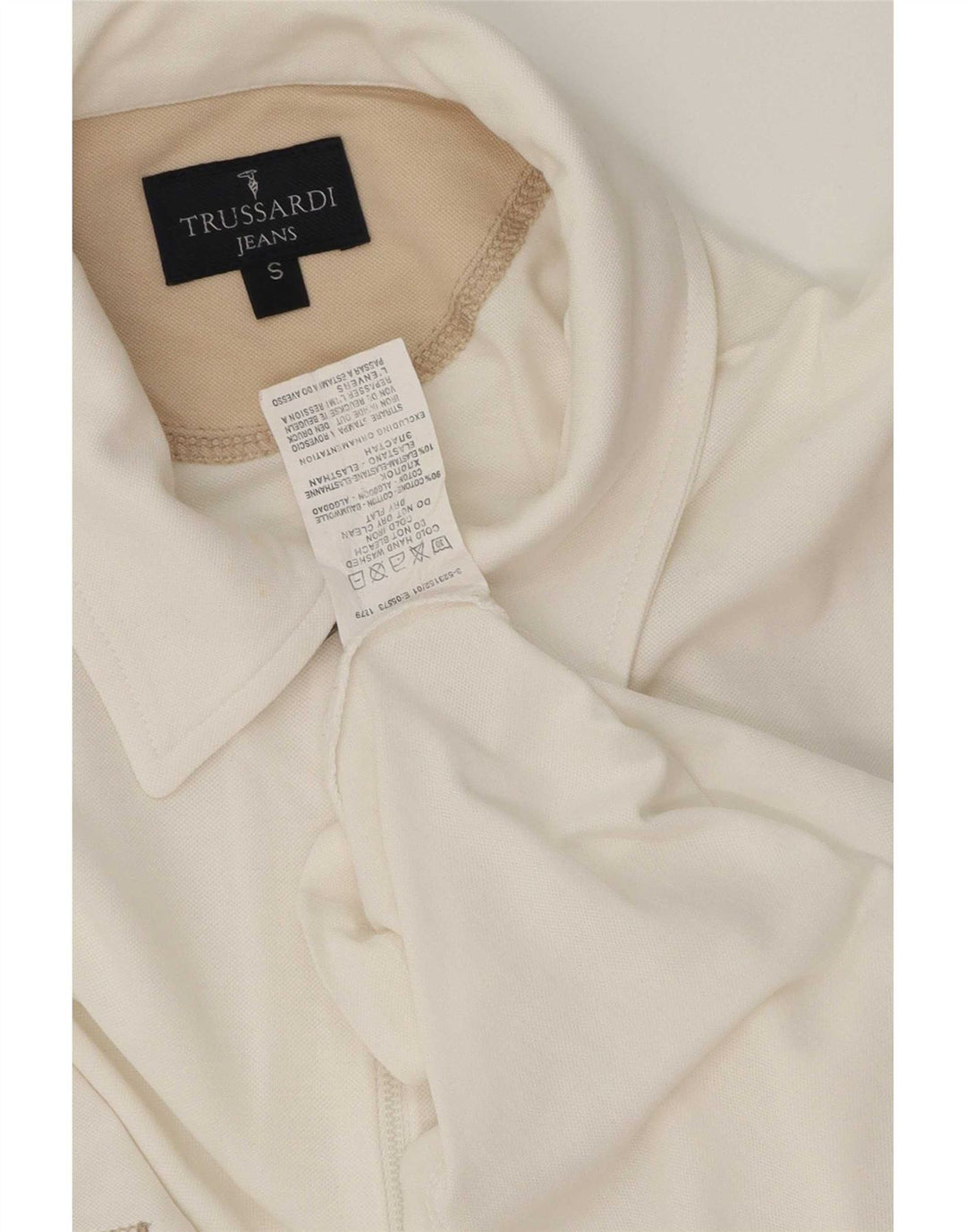 Camisa polo masculina Trussardi Jeans pequena de algodão branco