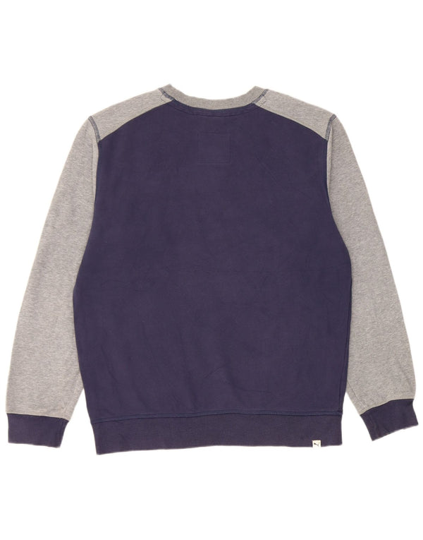 Puma moletom gráfico masculino jumper médio azul marinho algodão colorblock