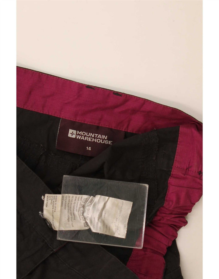 Shorts de carga das mulheres do armazém da montanha poliéster preto W34 grande Reino Unido 14