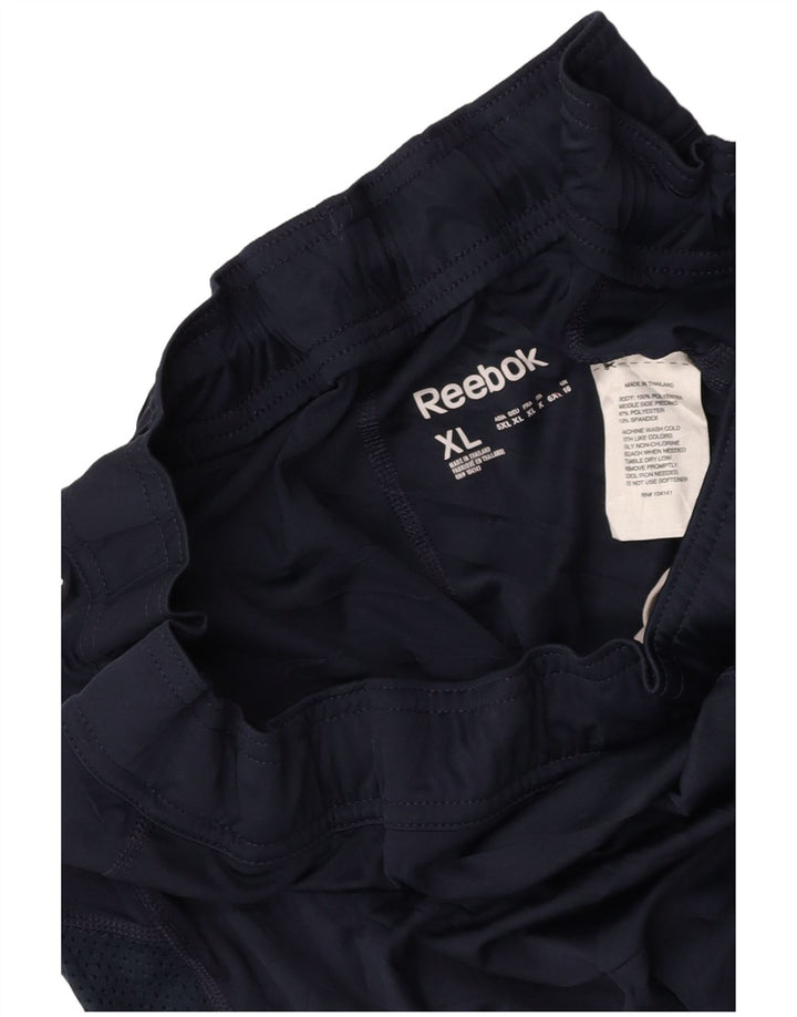 Shorts esportivos femininos REEBOK UK 16 grande poliéster colorblock azul marinho
