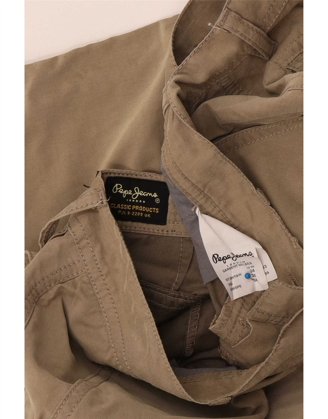 Bermuda cargo masculina PEPE Jeans W34 grande algodão bege