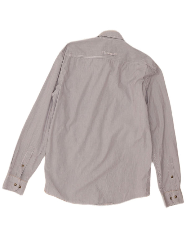 Camisa masculina Camel Active de ajuste regular, algodão listrado branco médio